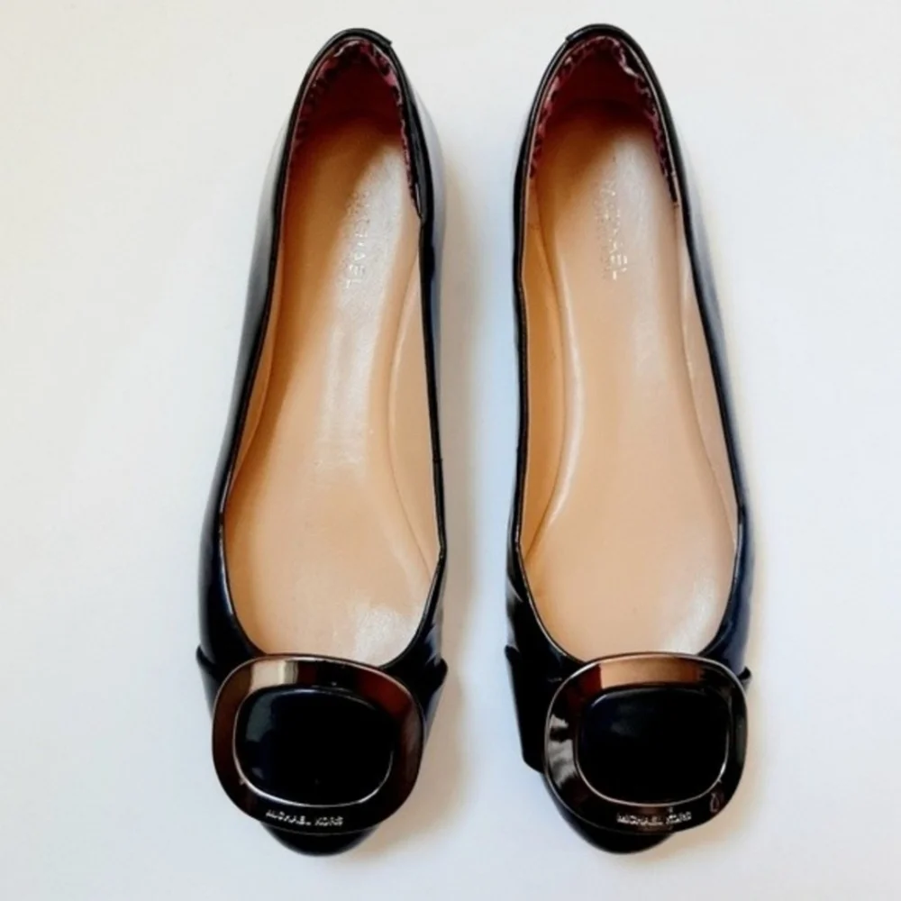 MICHAEL Michael Kors Pauline Patent Genuine Leather Ballet Flats Shoes Teal Sz 7 - Picture 2 of 16